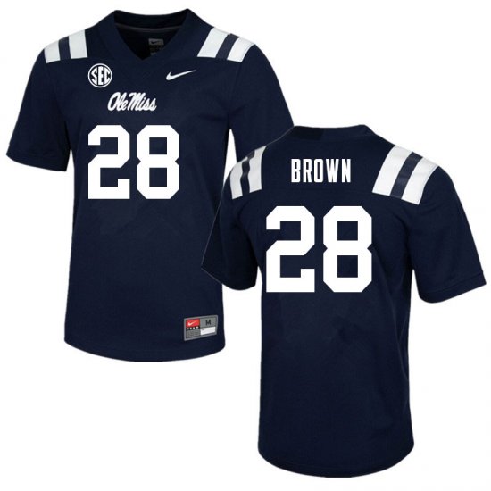 Sale - Navy Markevious Brown #28 Ole Miss Rebels Men Alumni University Football Jersey