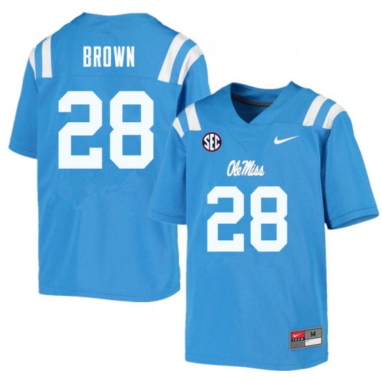 Sale - Powder Blue Markevious Brown #28 Ole Miss Rebels Men Stitched High School Football Jersey