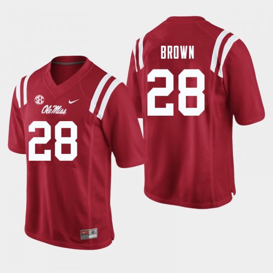 Sale - Red Markevious Brown #28 Ole Miss Rebels Men Embroidery NCAA Football Jersey