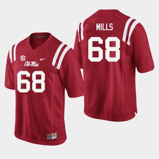 Sale - Red Jack Mills #68 Ole Miss Rebels Men Official College Football Jersey