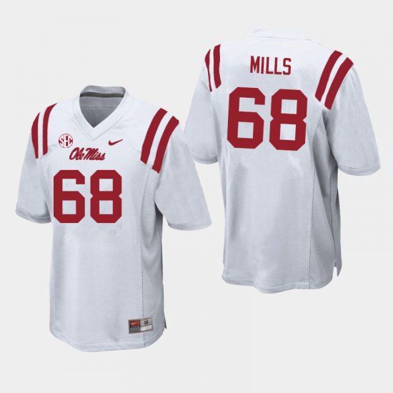 Sale - White Jack Mills #68 Ole Miss Rebels Men Alumni University Football Jersey