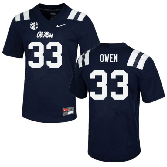 Sale - Navy Mac Owen #33 Ole Miss Rebels Men Alumni NCAA Football Jersey