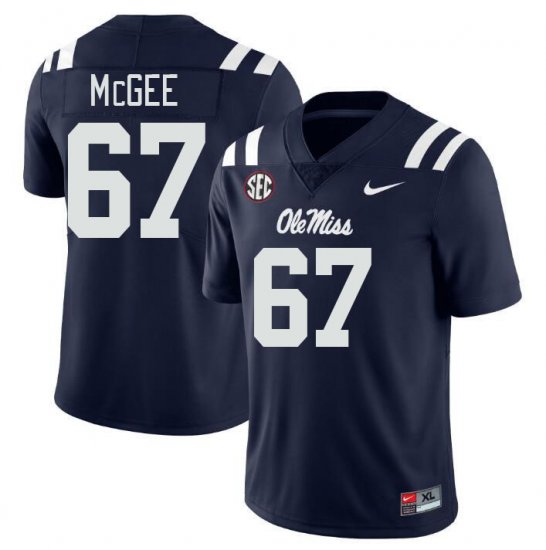 Sale - Navy Quincy McGee #67 Ole Miss Rebels Men Stitched University Football Jersey