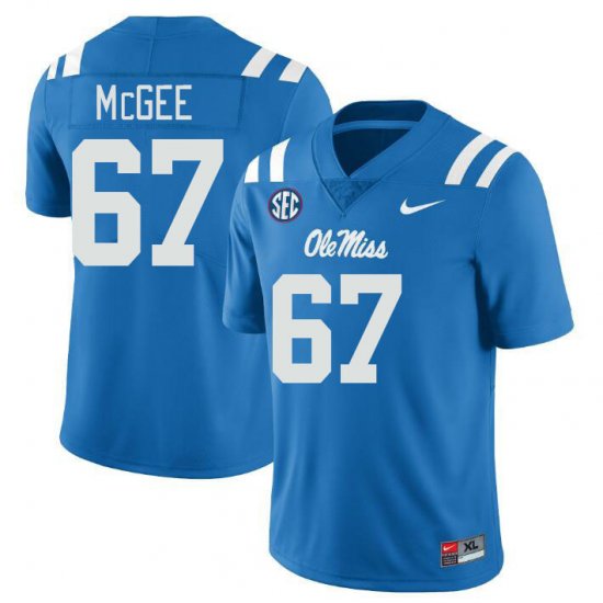 Sale - Power Blue Quincy McGee #67 Ole Miss Rebels Men Embroidery High School Football Jersey