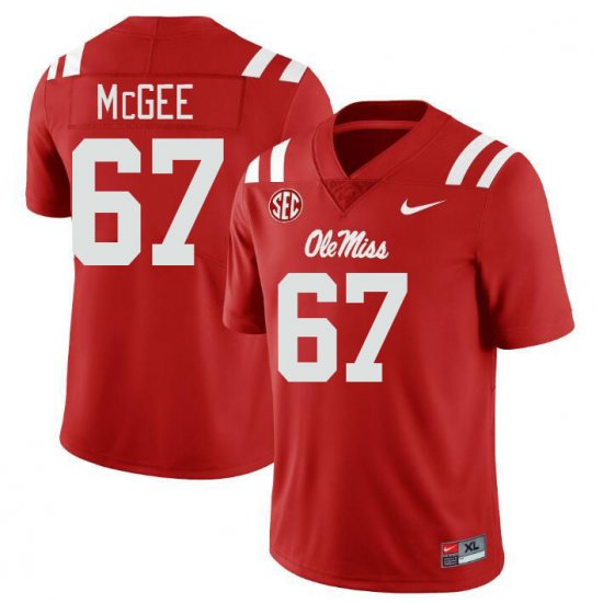 Sale - Red Quincy McGee #67 Ole Miss Rebels Men Stitch NCAA Football Jersey