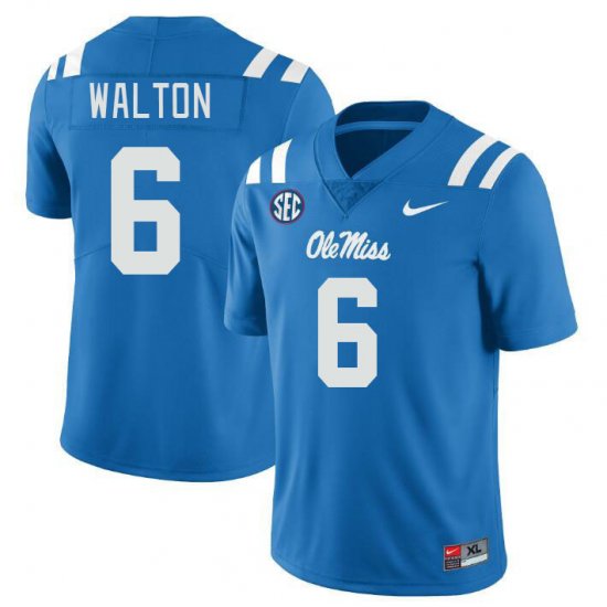 Sale - Power Blue Zamari Walton #6 Ole Miss Rebels Men Stitched High School Football Jersey