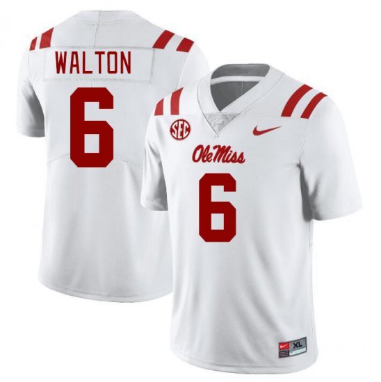 Sale - White Zamari Walton #6 Ole Miss Rebels Men Stitch College Football Jersey