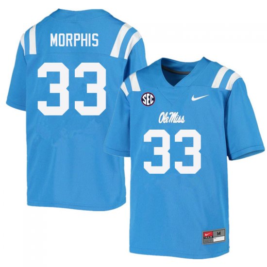 Sale - Power Blue Austin Morphis #33 Ole Miss Rebels Men Embroidery NCAA Football Jersey