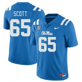 Sale - Power Blue Gerquan Scott #65 Ole Miss Rebels Men Stitched University Football Jersey