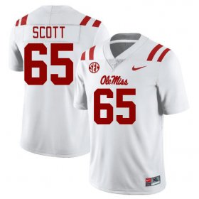 Sale - White Gerquan Scott #65 Ole Miss Rebels Men Stitch NCAA Football Jersey