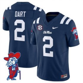 Sale - Navy Jaxson Dart #2 Ole Miss Rebels Vapor Limited Men Alumni University Football Jersey