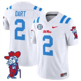 Sale - White Jaxson Dart #2 Ole Miss Rebels Vapor Limited Men Embroidery NCAA Football Jersey