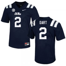 Sale - Navy Jaxson Dart #2 Ole Miss Rebels Men Embroidery High School Football Jersey