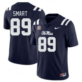 Sale - Navy Jordan Smart #89 Ole Miss Rebels Men Embroidery NCAA Jersey