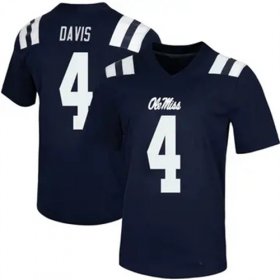 Sale - Navy Micah Davis #4 Ole Miss Rebels Men Stitched High School Football Jersey