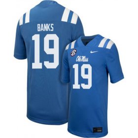 Sale - Power Blue TJ Banks #19 Ole Miss Rebels Men Alumni University Football Jersey