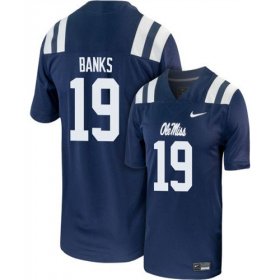 Sale - Power Blue TJ Banks #19 Ole Miss Rebels Men Official College Football Jersey