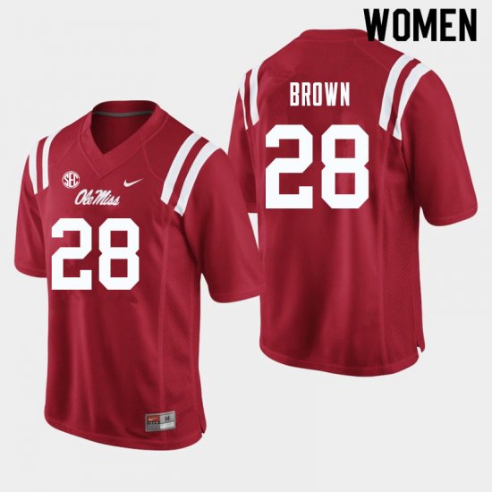 Sale - Red Markevious Brown #28 Ole Miss Rebels Women Official High School Football Jersey