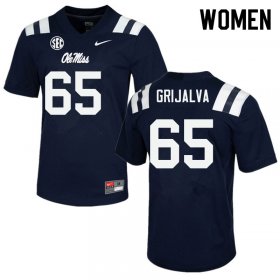 Sale - Navy Alec Grijalva #65 Ole Miss Rebels Women Alumni University Football Jersey