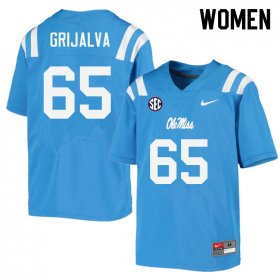 Sale - Power Blue Alec Grijalva #65 Ole Miss Rebels Women Stitched High School Football Jersey