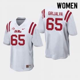 Sale - White Alec Grijalva #65 Ole Miss Rebels Women Stitch College Football Jersey