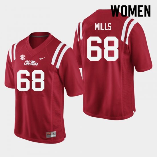 Sale - Red Jack Mills #68 Ole Miss Rebels Women Official University Football Jersey