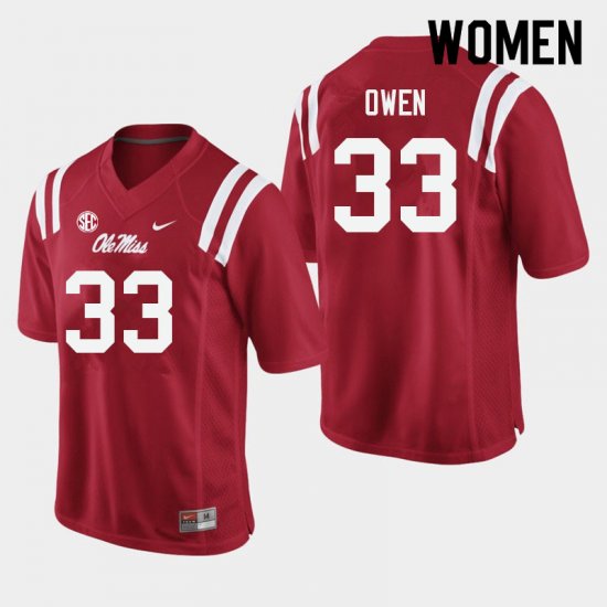 Sale - Red Mac Owen #33 Ole Miss Rebels Women Alumni NCAA Football Jersey