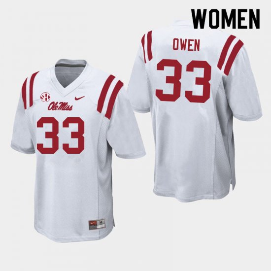 Sale - White Mac Owen #33 Ole Miss Rebels Women Stitched College Football Jersey