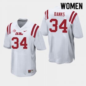 Sale - White Tyler Banks #34 Ole Miss Rebels Women Stitched College Football Jersey