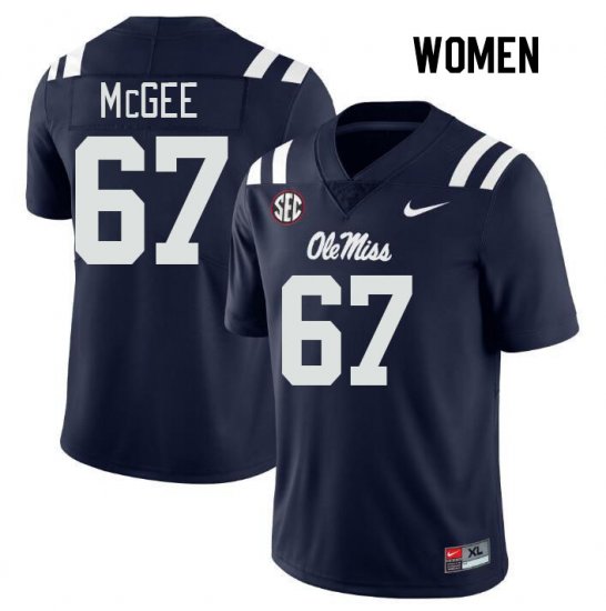 Sale - Navy Quincy McGee #67 Ole Miss Rebels Women Alumni High School Football Jersey