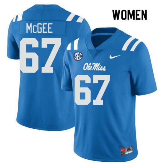 Sale - Power Blue Quincy McGee #67 Ole Miss Rebels Women Stitched NCAA Football Jersey