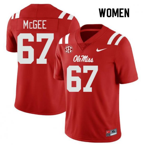 Sale - Red Quincy McGee #67 Ole Miss Rebels Women Embroidery College Football Jersey