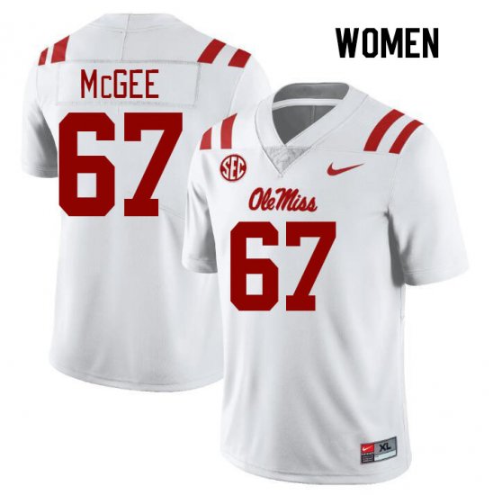 Sale - White Quincy McGee #67 Ole Miss Rebels Women Stitch University Football Jersey