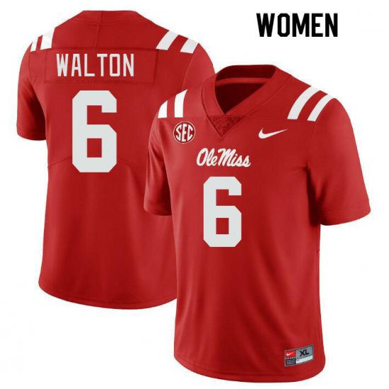 Sale - Red Zamari Walton #6 Ole Miss Rebels Women Official College Football Jersey