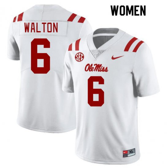 Sale - White Zamari Walton #6 Ole Miss Rebels Women Alumni University Football Jersey