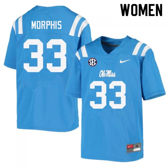 Sale - Power Blue Austin Morphis #33 Ole Miss Rebels Women Alumni University Football Jersey