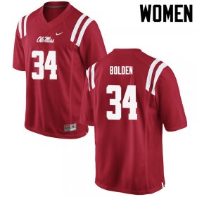 Sale - Red Brandon Bolden #34 Ole Miss Rebels Women Alumni College Football Jersey