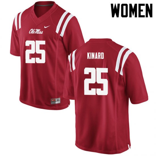 Sale - Red Bruiser Kinard #25 Ole Miss Rebels Women Stitched High School Football Jersey