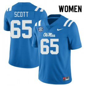 Sale - Power Blue Gerquan Scott #65 Ole Miss Rebels Women Alumni High School Football Jersey