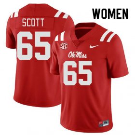 Sale - Red Gerquan Scott #65 Ole Miss Rebels Women Stitched NCAA Football Jersey