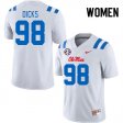 Sale - White Jaden Dicks #98 Ole Miss Rebels 2024 Women Official College Football Jersey