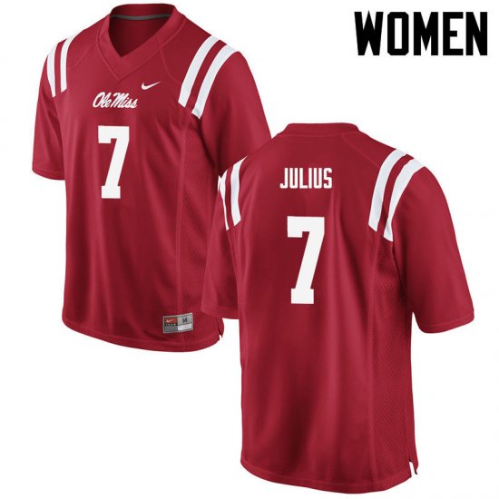 Sale - Red Jalen Julius #7 Ole Miss Rebels Women Stitched High School Football Jersey