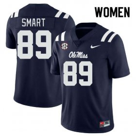 Sale - Navy Jordan Smart #89 Ole Miss Rebels Women Embroidery NCAA Jersey