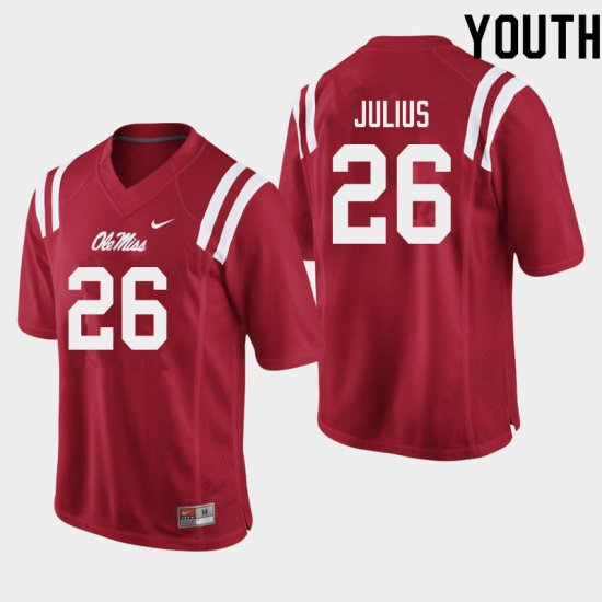 Sale - Red Jalen Julius #26 Ole Miss Rebels Youth Official High School Football Jersey