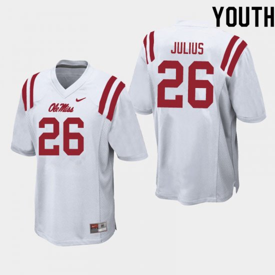 Sale - White Jalen Julius #26 Ole Miss Rebels Youth Alumni NCAA Football Jersey