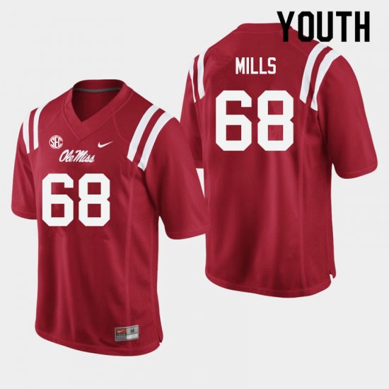 Sale - Red Jack Mills #68 Ole Miss Rebels Youth Official High School Football Jersey