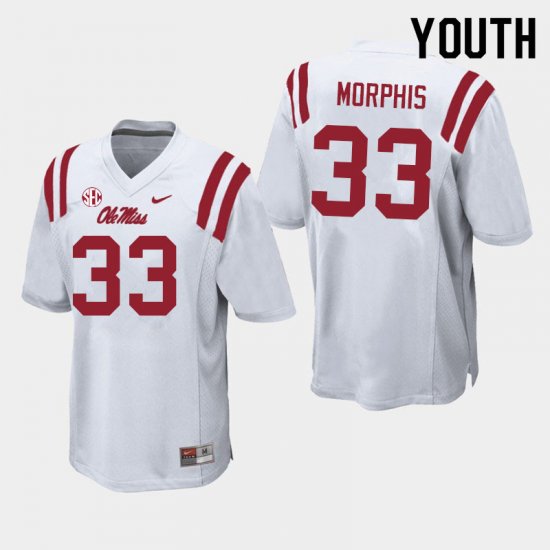 Sale - White Austin Morphis #33 Ole Miss Rebels Youth Alumni University Football Jersey