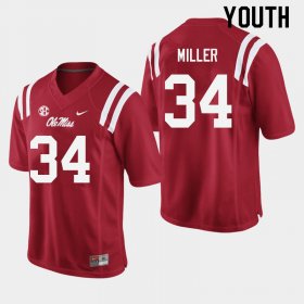 Sale - Red Bobo Miller #34 Ole Miss Rebels Youth Official College Football Jersey