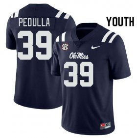 Sale - Navy Ciaran Pedulla #39 Ole Miss Rebels Youth Embroidery NCAA Jersey