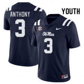 Sale - Navy Daijahn Anthony #3 Ole Miss Rebels Youth Alumni High School Football Jersey